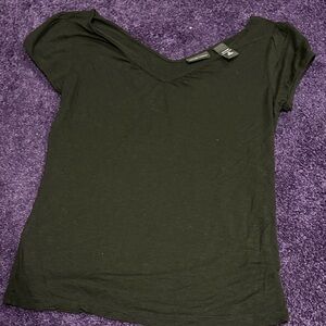 New York & Company Black Short Sleeve v neck Top